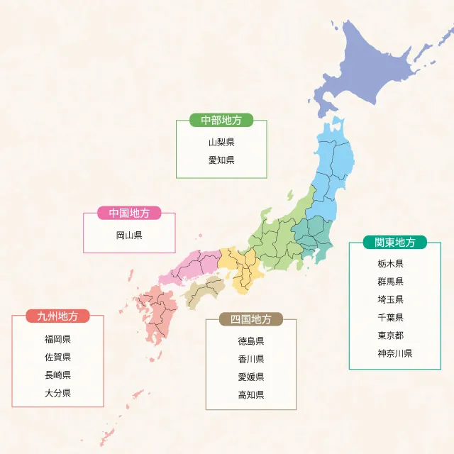 光触媒コーティング施工代理店、日本地図