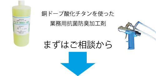 銅ドープ酸化チタンを使った業務用抗菌防臭加工剤。まずはご相談から