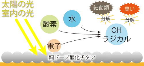 銅ドープ酸化チタンによる消臭や抗菌のメカニズム